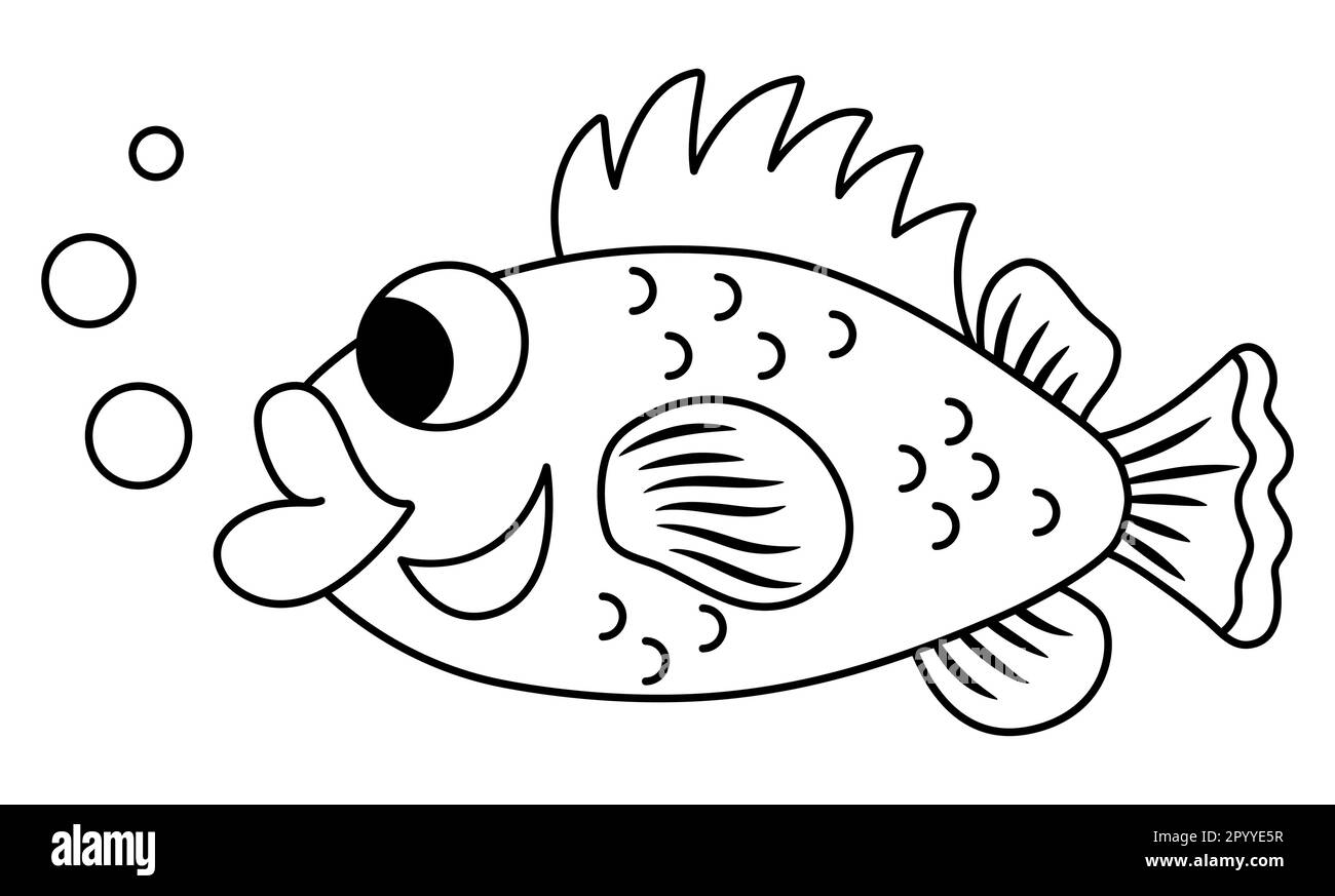 clipart cartoon fish black and white
