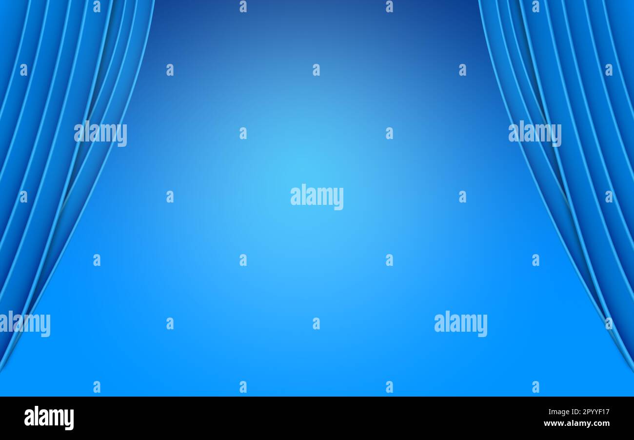 Blue background with stage curtain design - Illustration Stock Photo