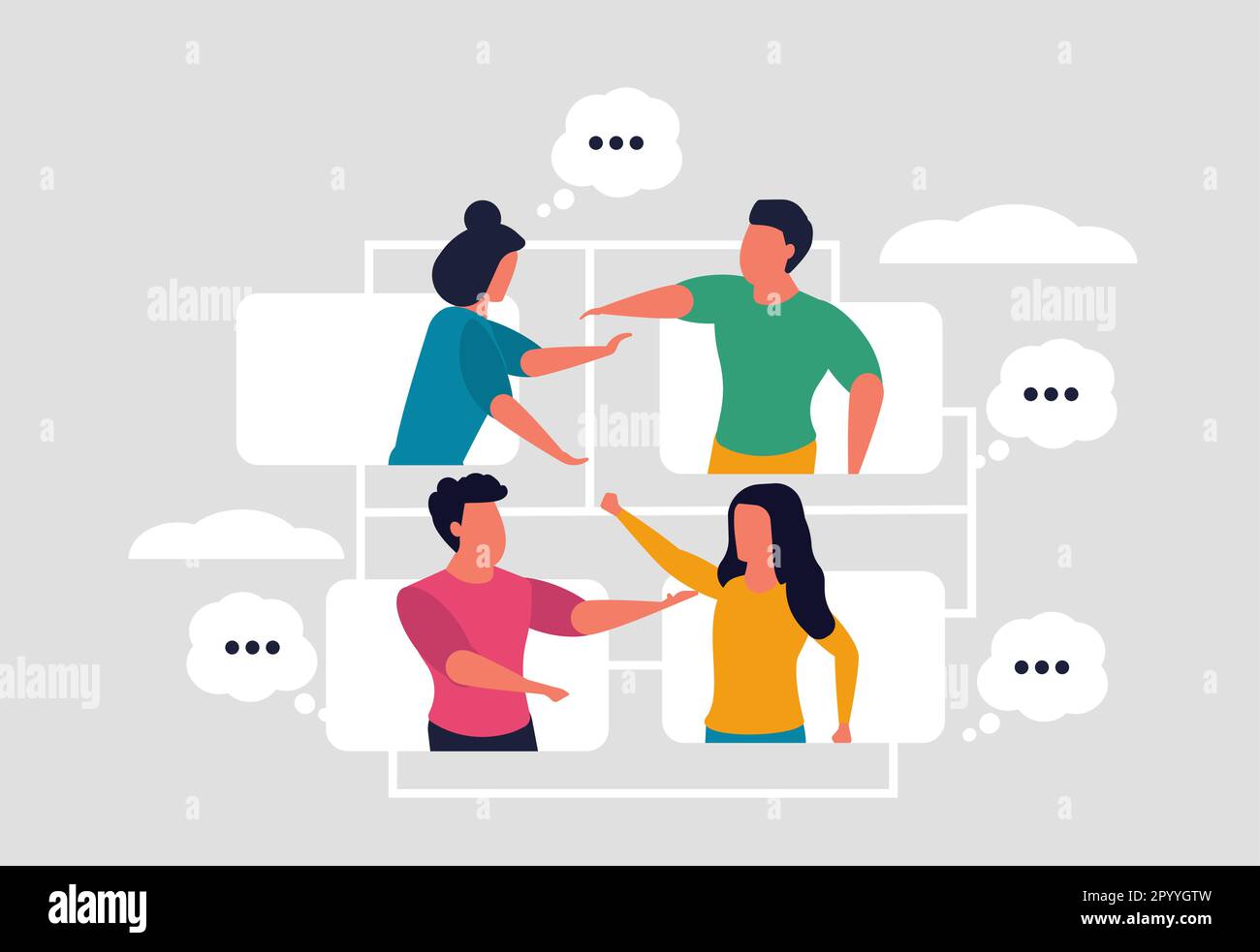 Online meeting or remote communication of colleagues at work. Internet