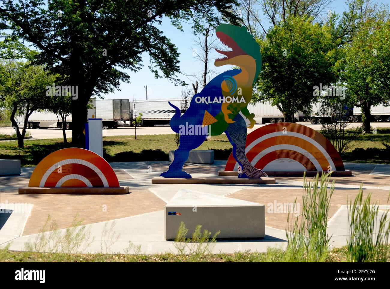 Colorful dinosaur at the Oklahoma Center, USA Stock Photo Alamy