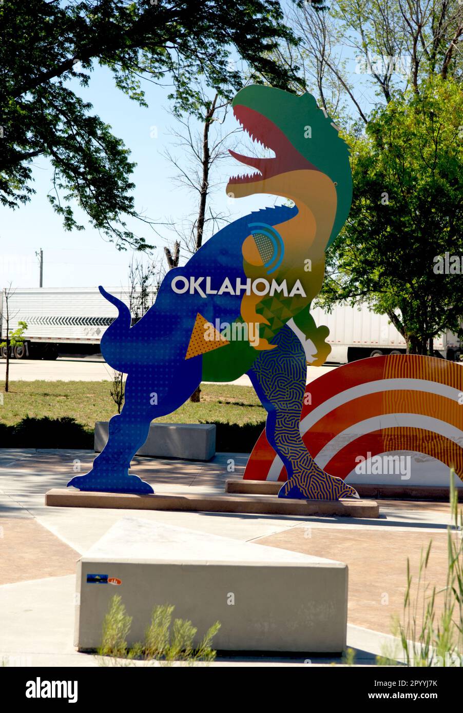 Colorful dinosaur at the Oklahoma Center, USA Stock Photo Alamy