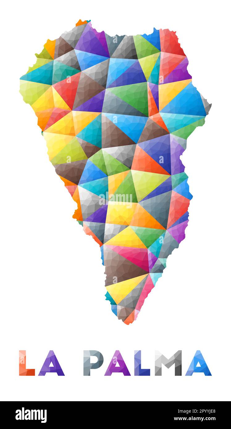 La Palma - colorful low poly island shape. Multicolor geometric triangles. Modern trendy design. Vector illustration. Stock Vector