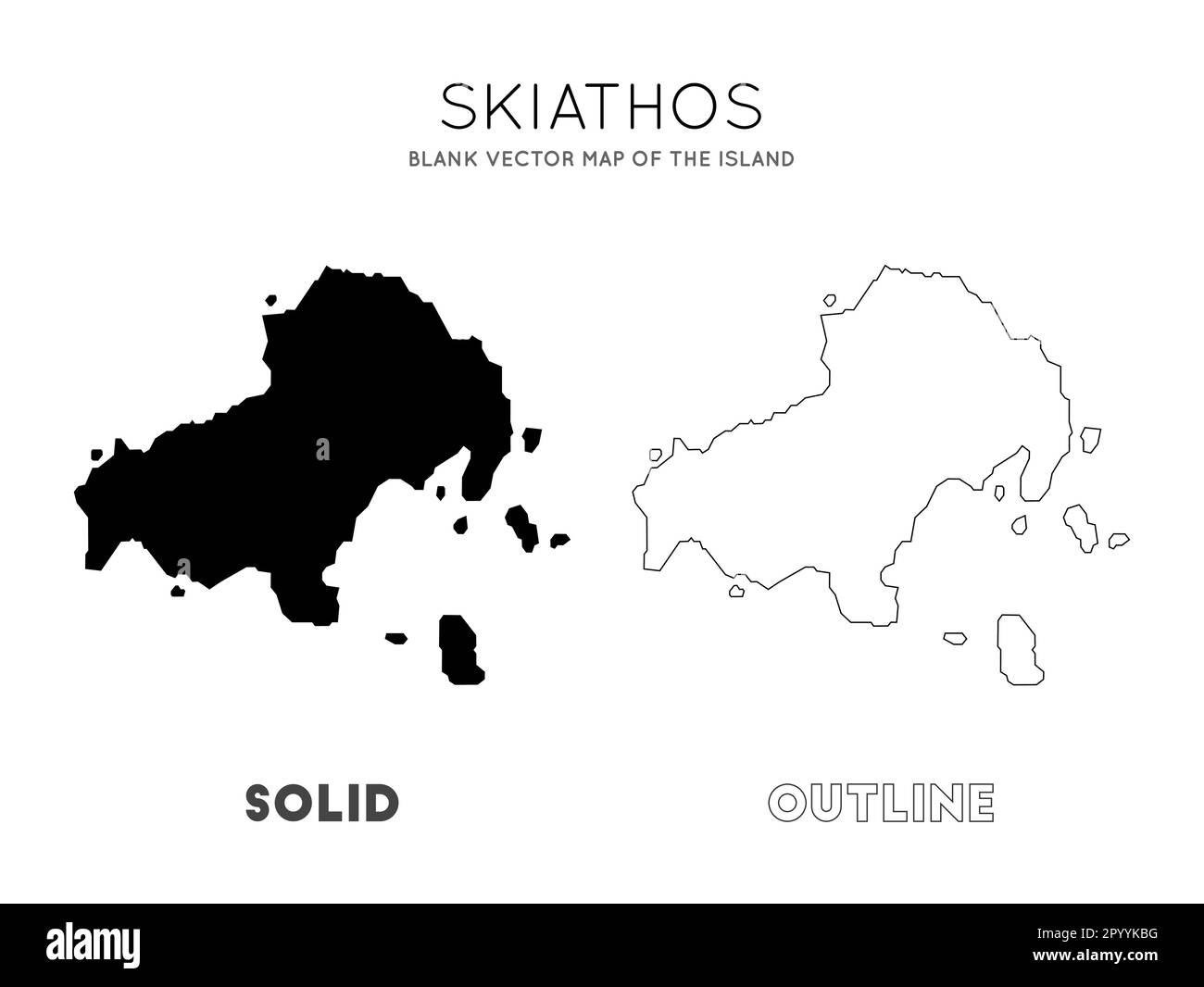 Skiathos map. Blank vector map of the Island. Borders of Skiathos for your infographic. Vector illustration. Stock Vector