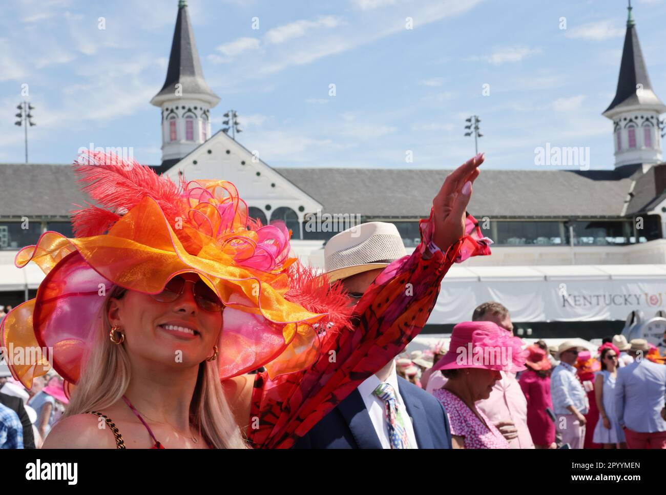 Louisville, United States. 08th Feb, 2022. Horse racing fans show off