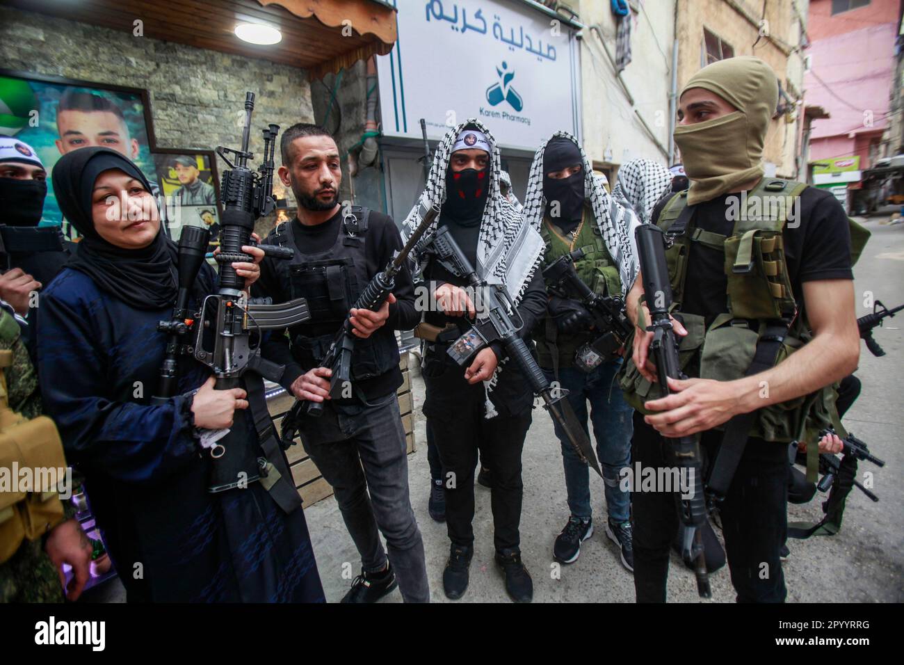 Nablus, Palestine. 05th May, 2023. Masked Palestinians from the Al-Aqsa ...