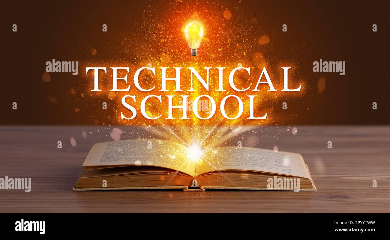Teacher Book Inscription Educational inscription coming out from an open book Stock Photo - Alamy