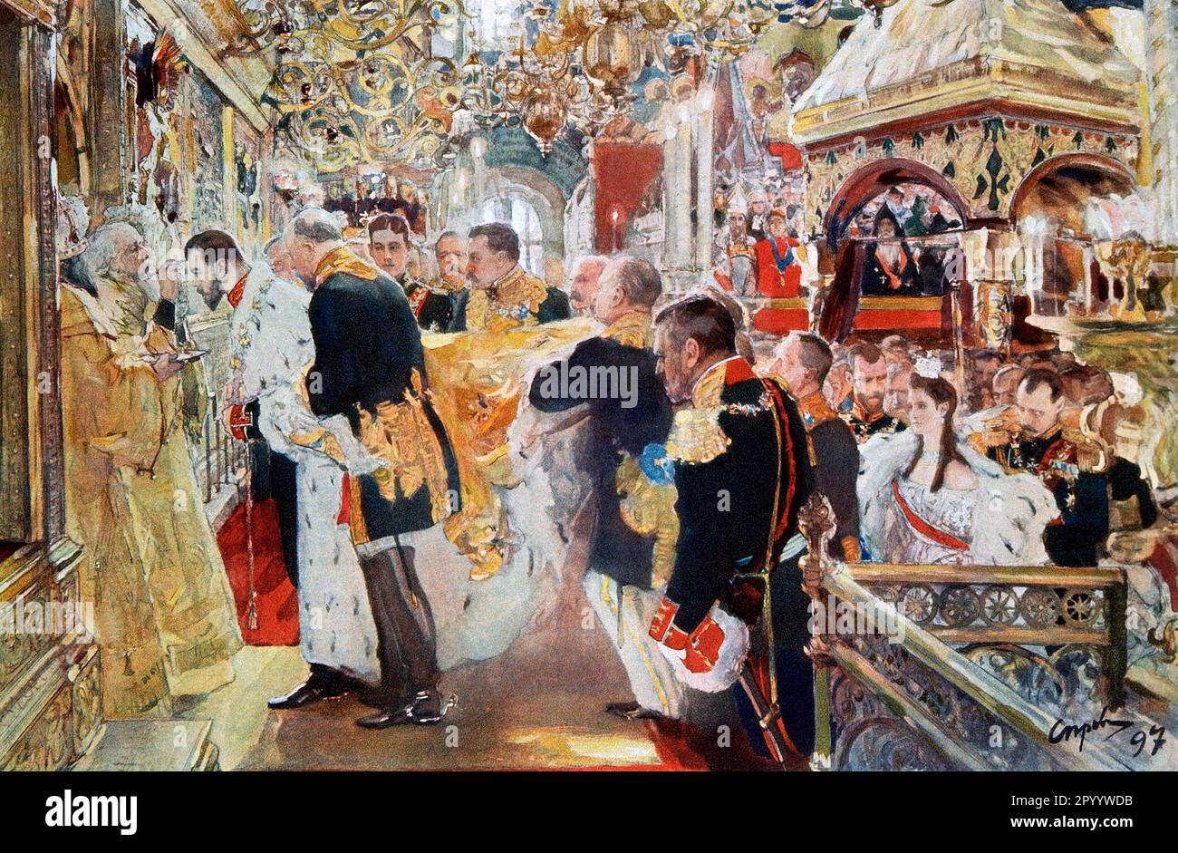 Coronation - Anointing of Emperor Nicholas II of Russia, 1896 - Valentin Serov, 1897 Stock Photo