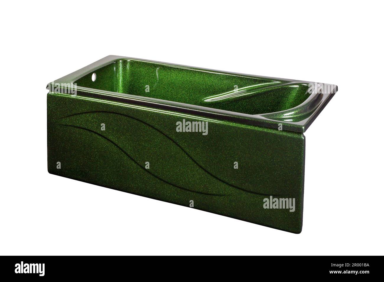 Acrylic bathtub with shield in turquoise color with metallic inclusions