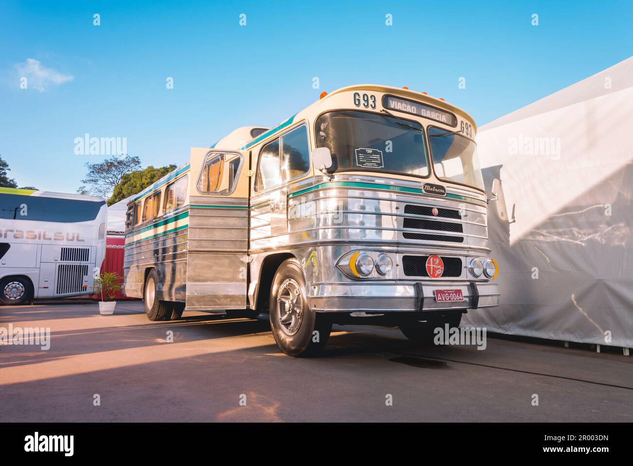 Bus vehicle VG FNM Alfa Romeo D-11.000 1964, on display in the city of ...