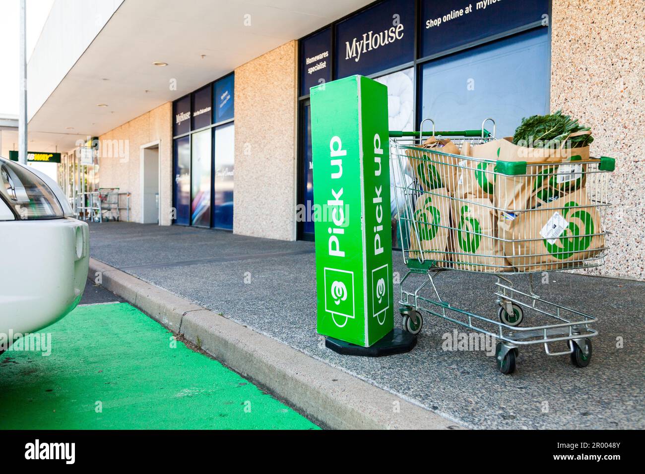 Woolworths direct to boot pick up shop outside mall Stock Photo Alamy