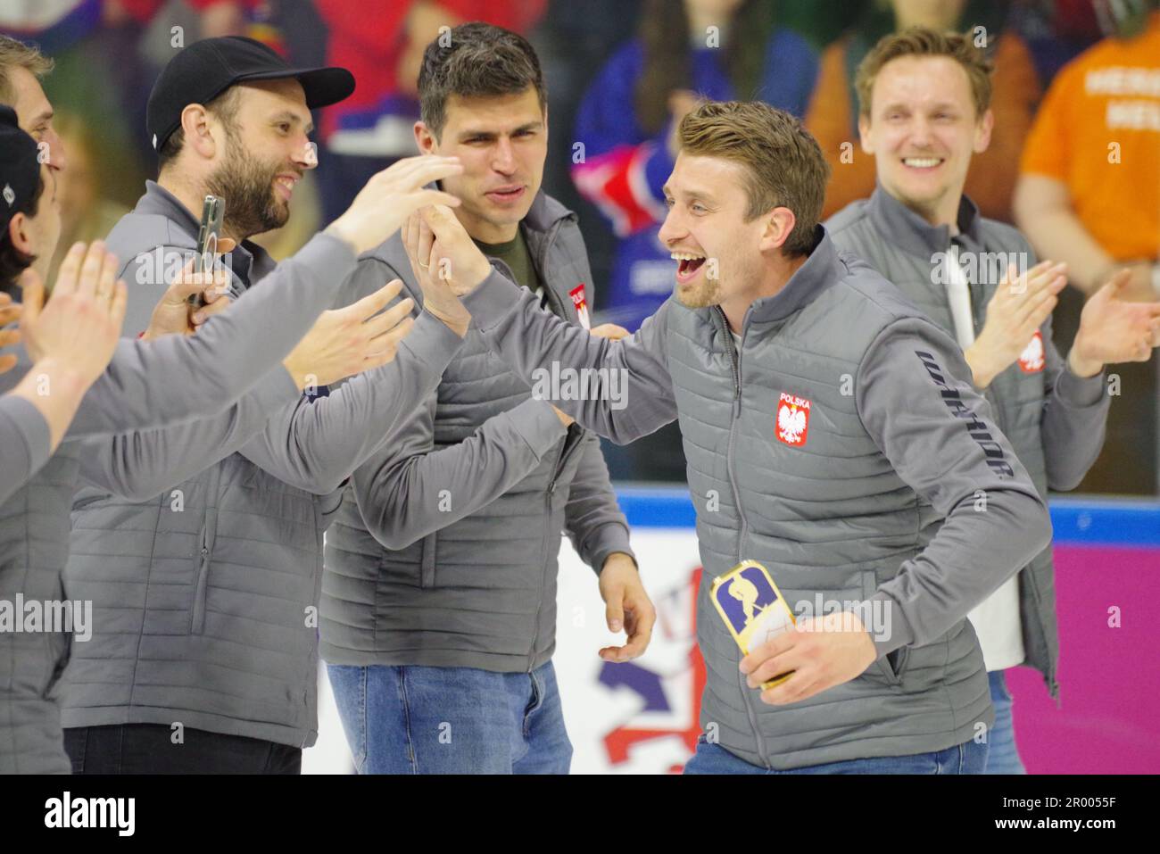 Nottingham, 5 May 2023. Krystian Dziubinski of Poland celebrating with