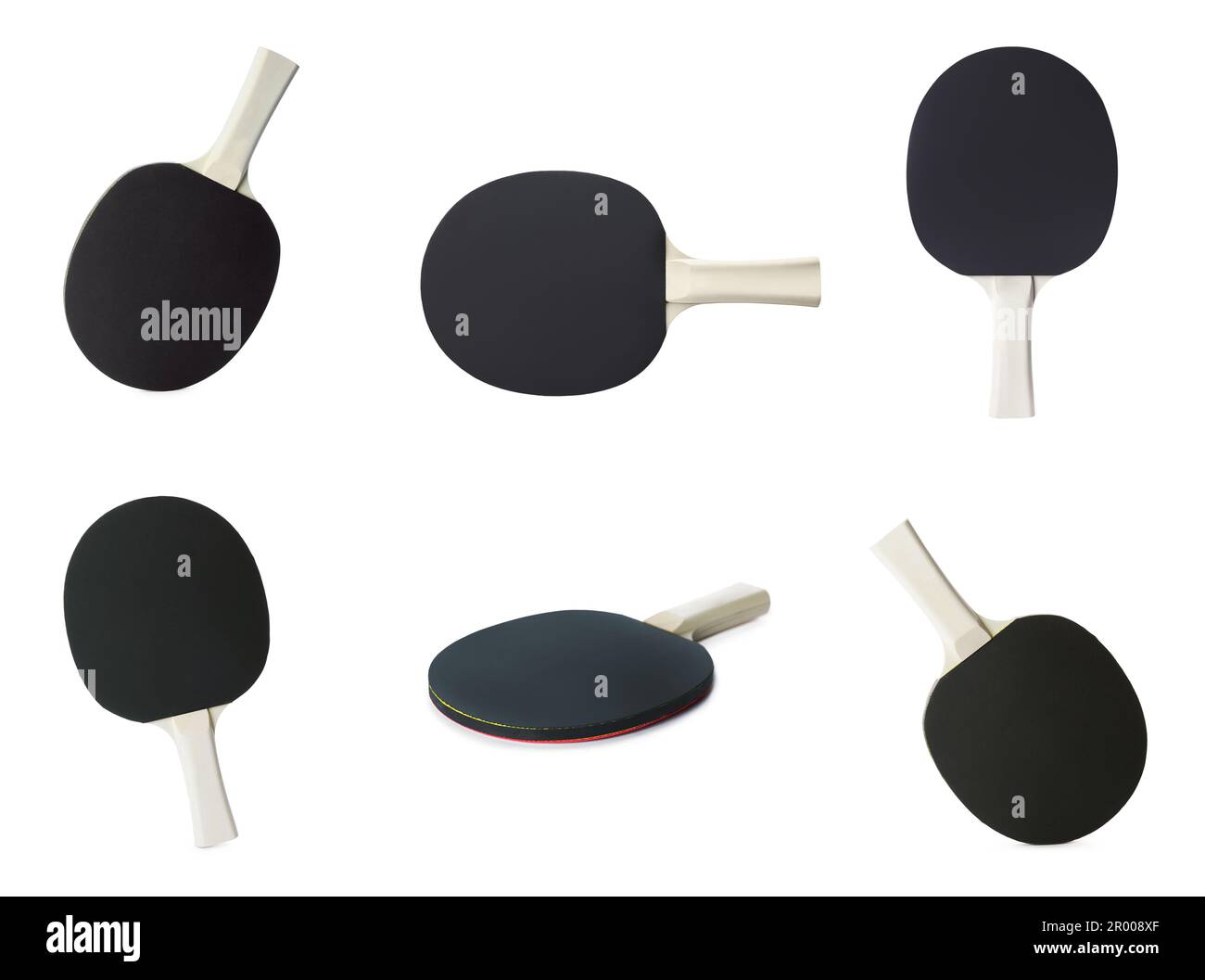 Set with ping pong rackets on white background Stock Photo - Alamy