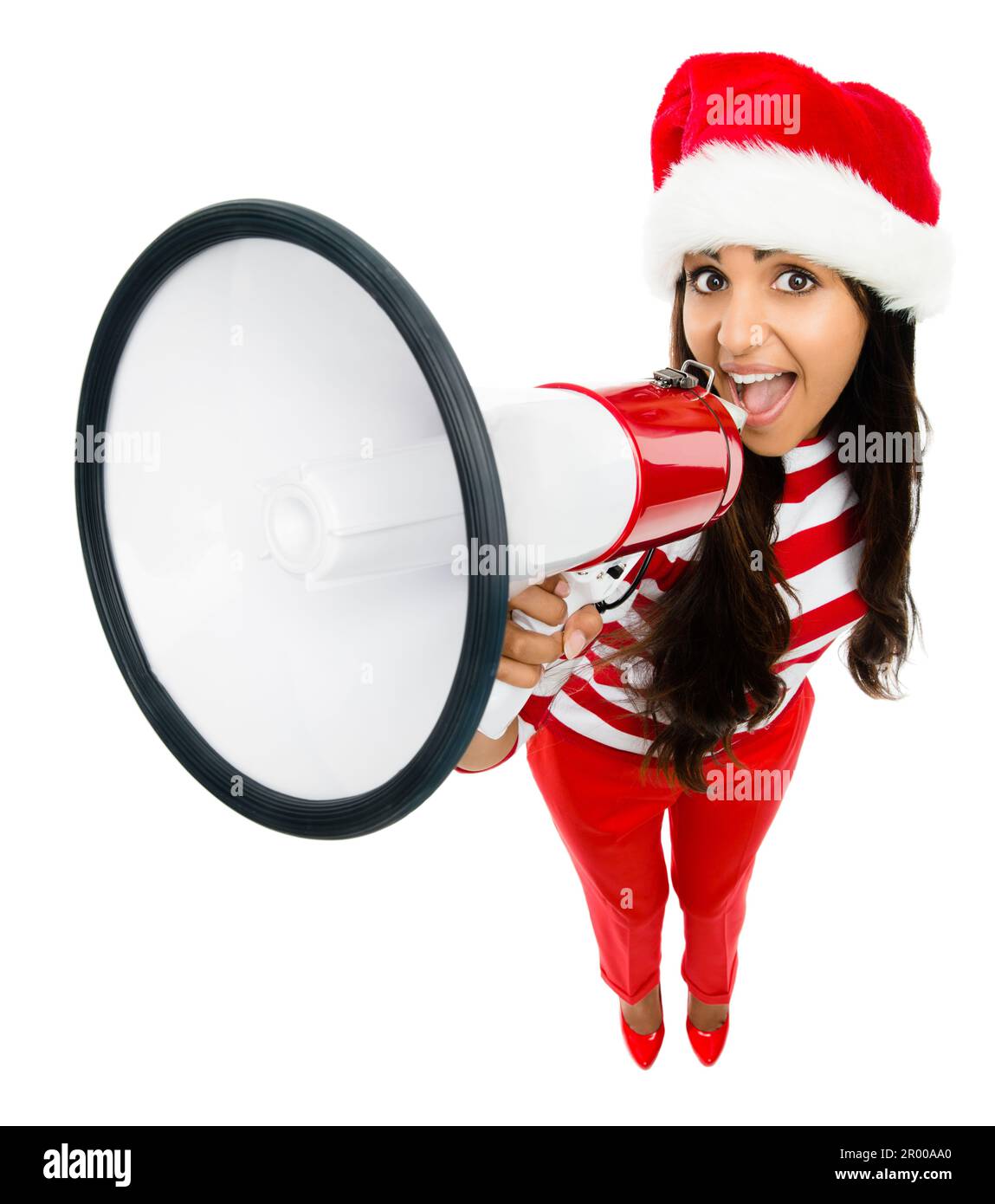Let the world hear you scream. a young woman shouting into a megaphone