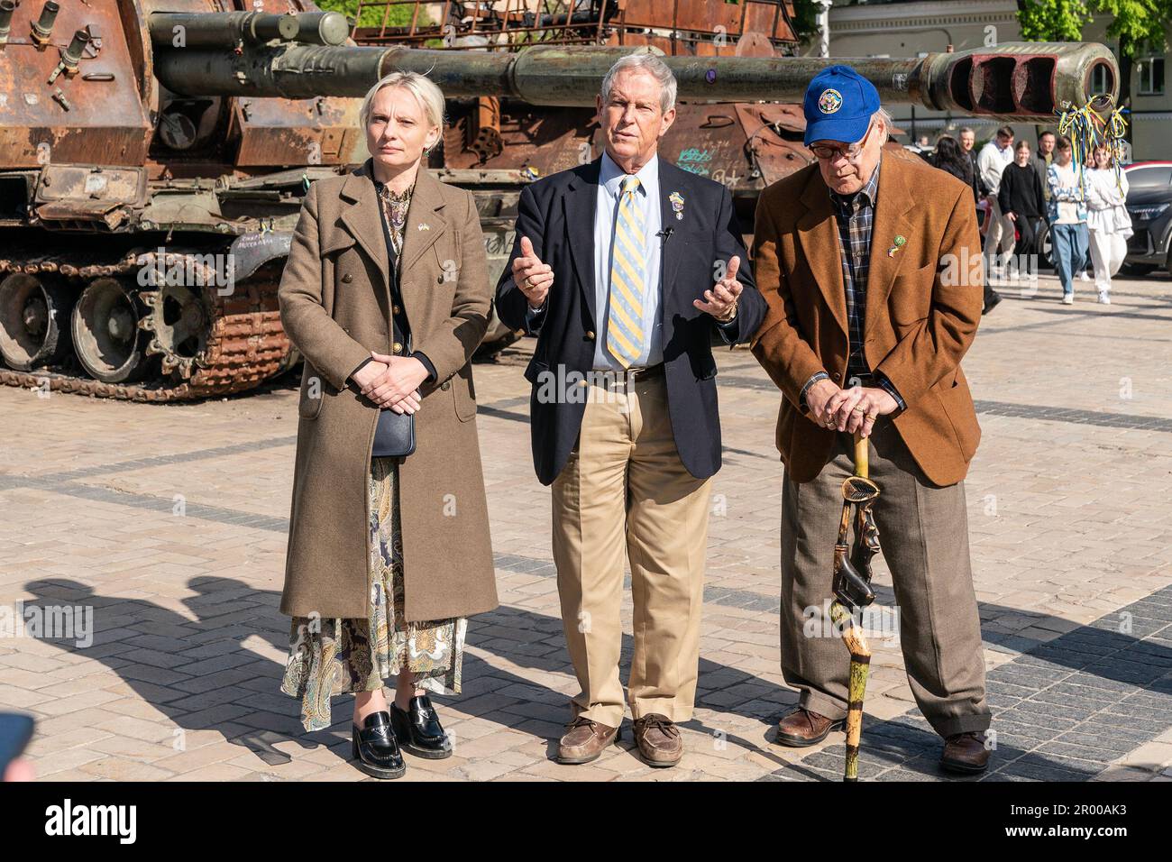 Kyiv, Ukraine. 05th May, 2023. Members of Congress Victoria Spartz, Joe Wilson, Steve Cohen visit Kyiv, Ukraine and conduct interview in front of St. Michael's Golden-Domed Monastery on Mykhailivska Square Credit: Pacific Press Media Production Corp./Alamy Live News Stock Photo