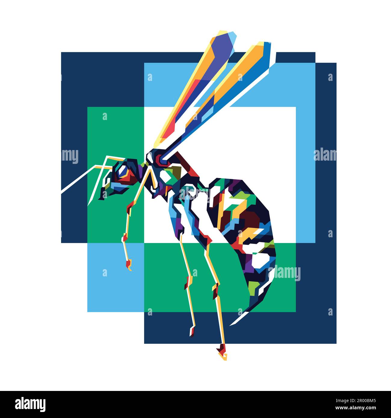 colorful bee in pop art style Stock Vector