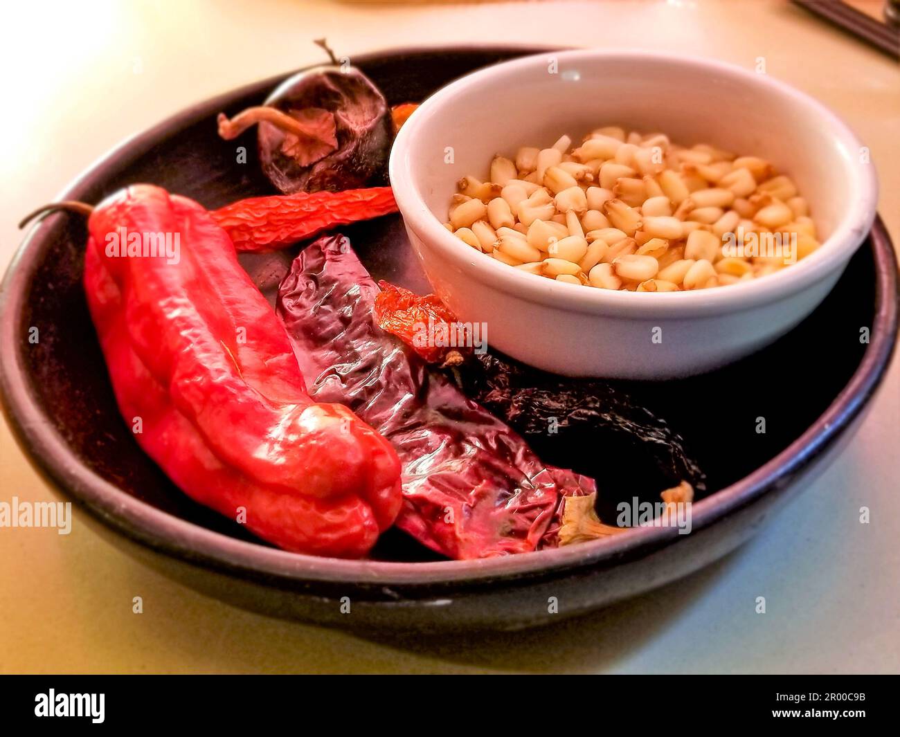 Chilis aand Posole are Staple Southwest Ingredients for Southwest Cuisine Stock Photo
