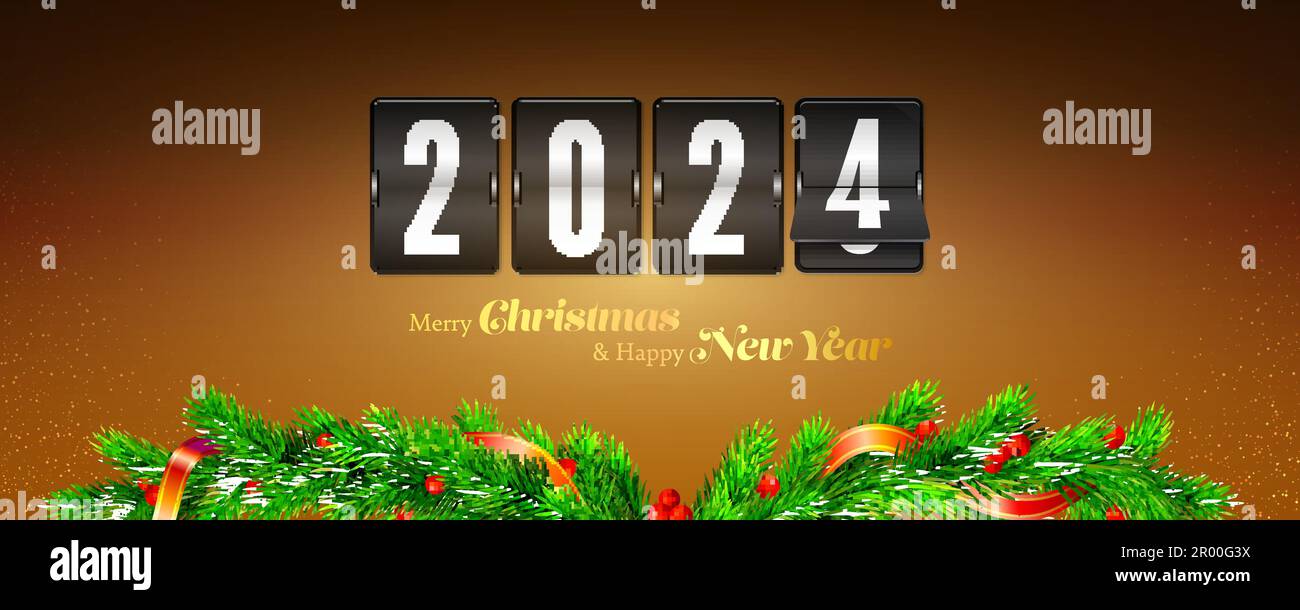Happy New Year 2024. Flip timetable. Coming soon 2024 Stock Vector