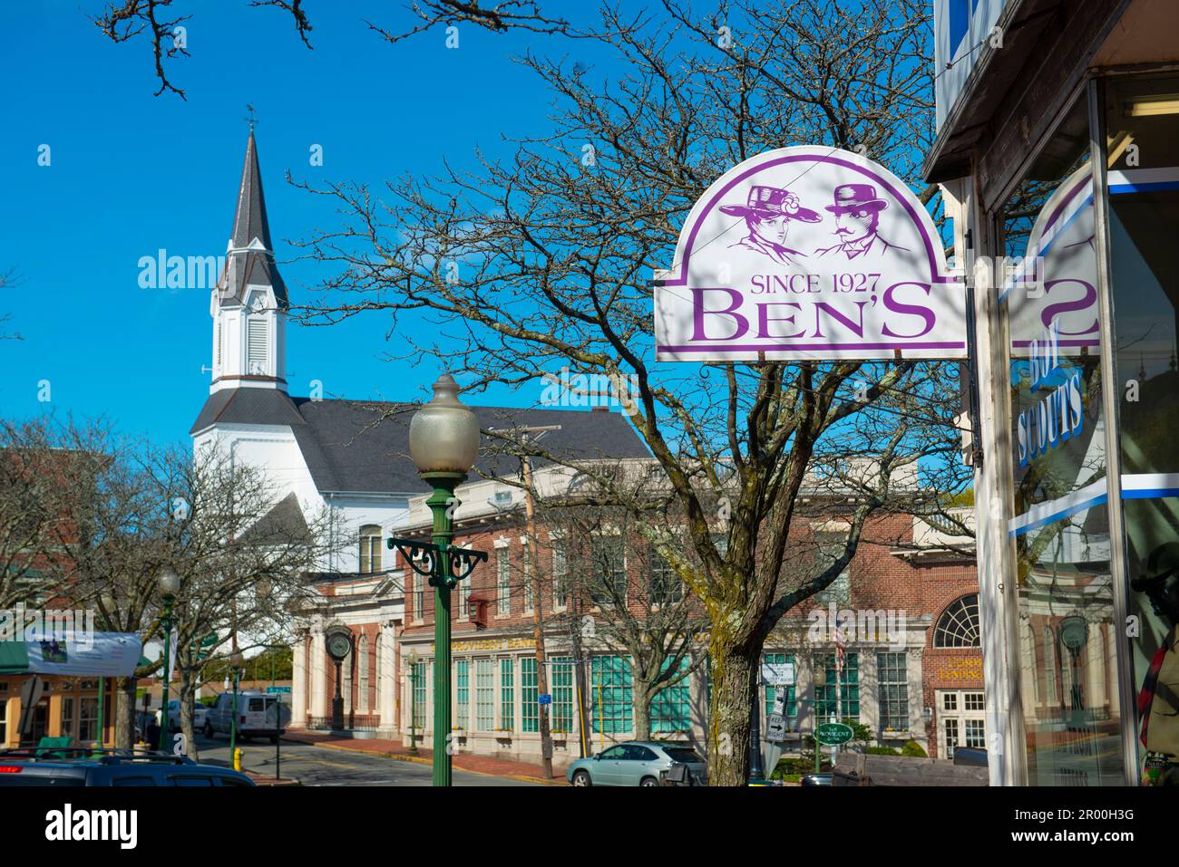 Historic commercial buildings on Main Street in historic city center of