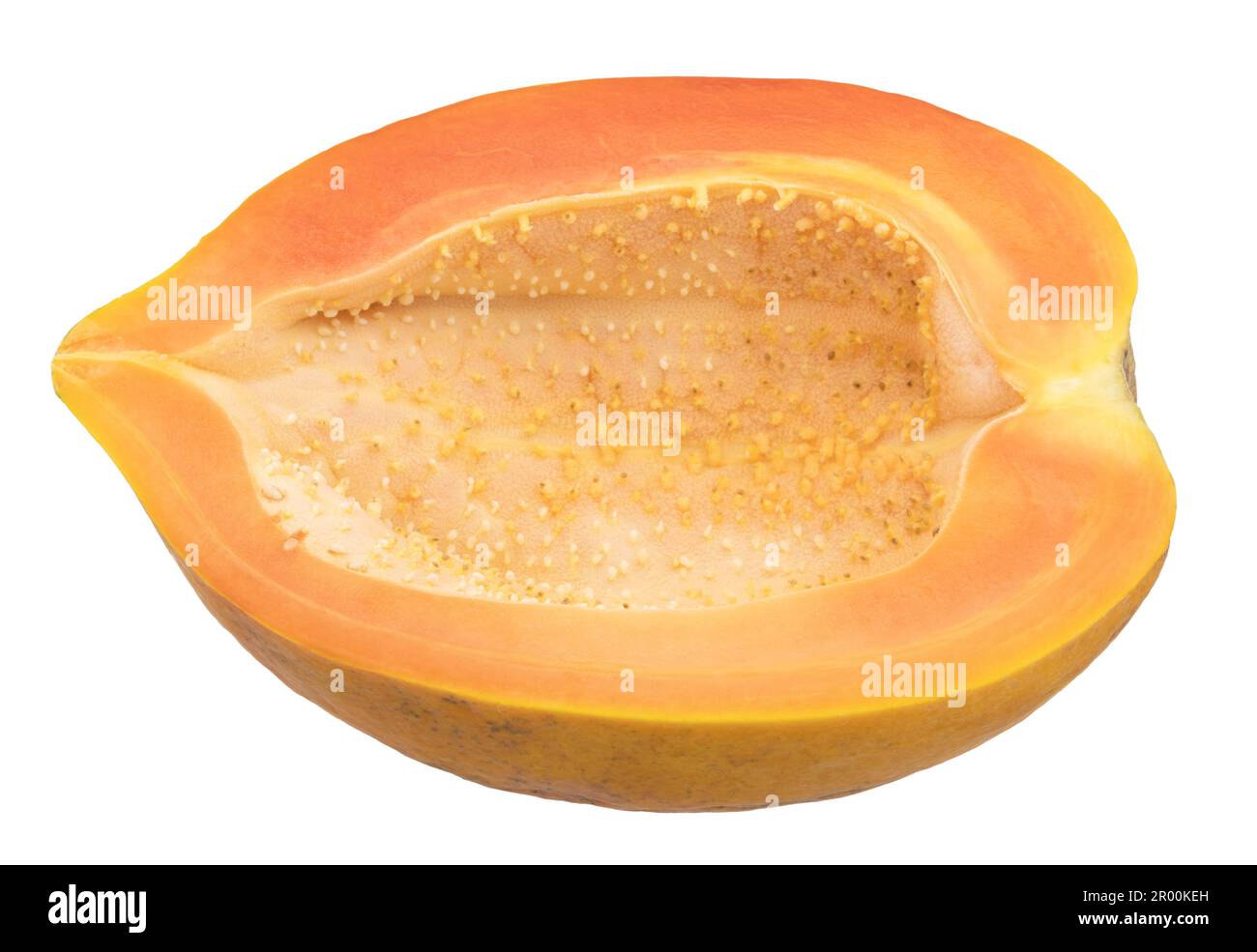 Half of ripe papaya seedless isolated on white background Stock Photo