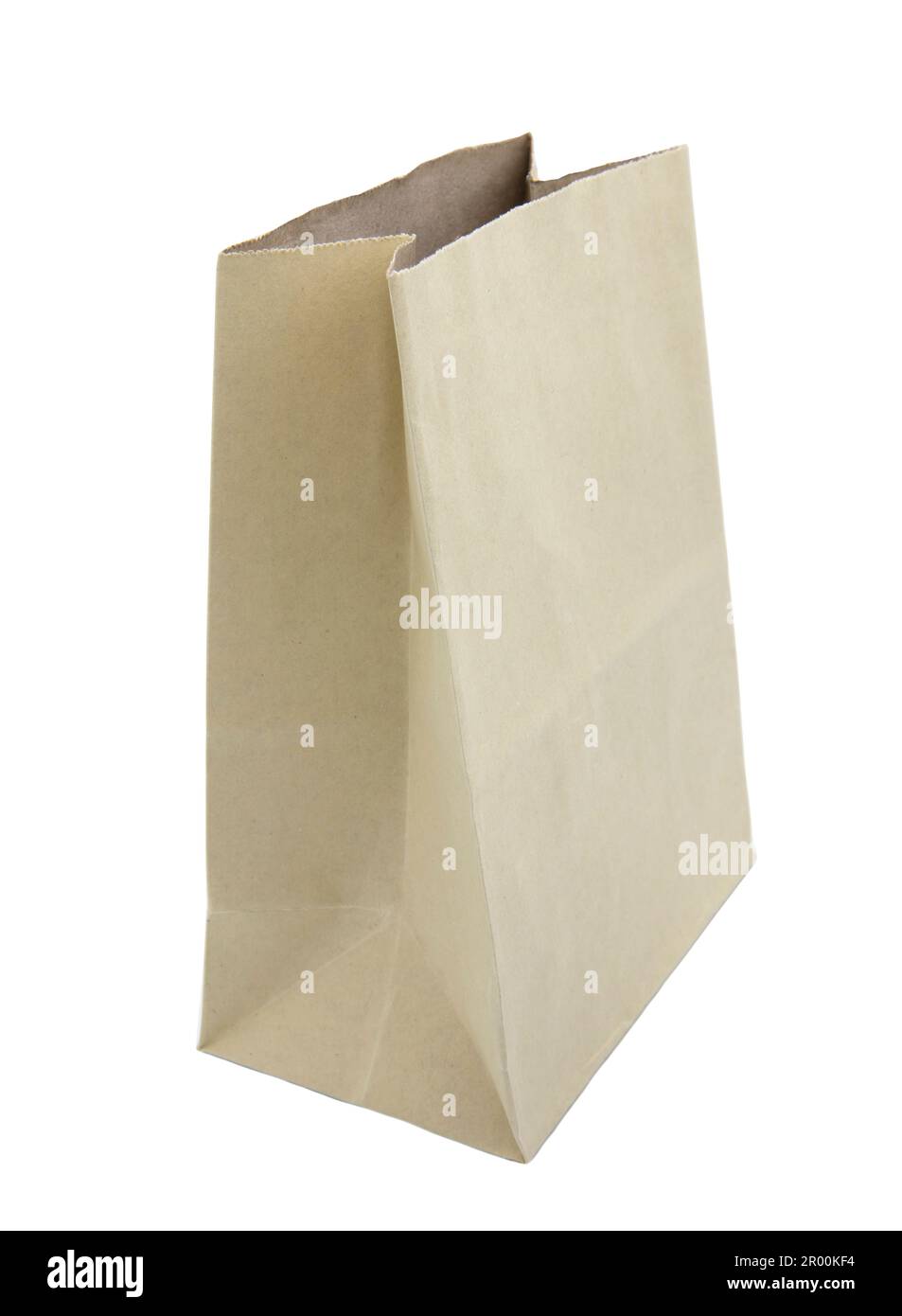 Empty paper bag for takeaway isolated on white background.. Stock Photo