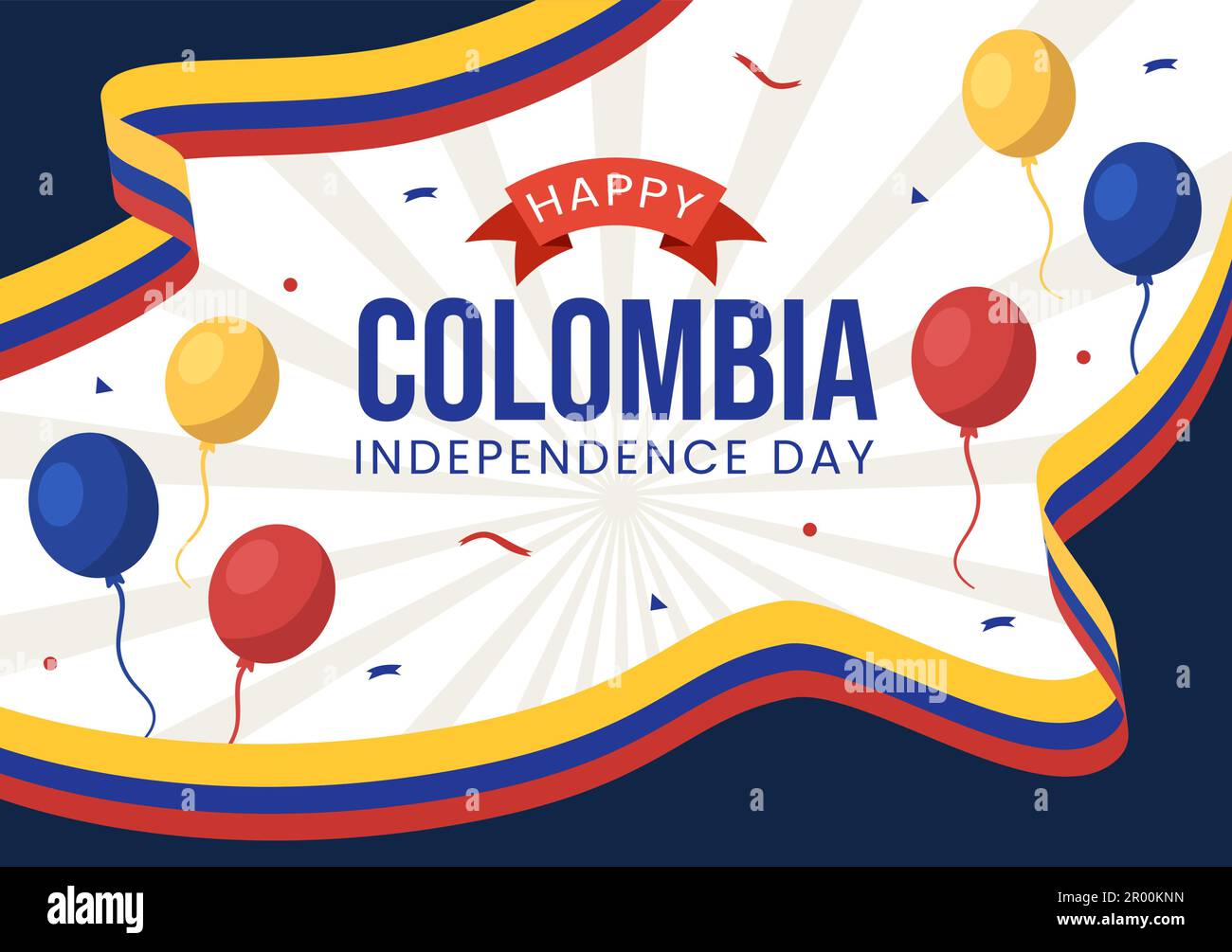 Colombia Independence Day Vector Illustration with Waving Flag in
