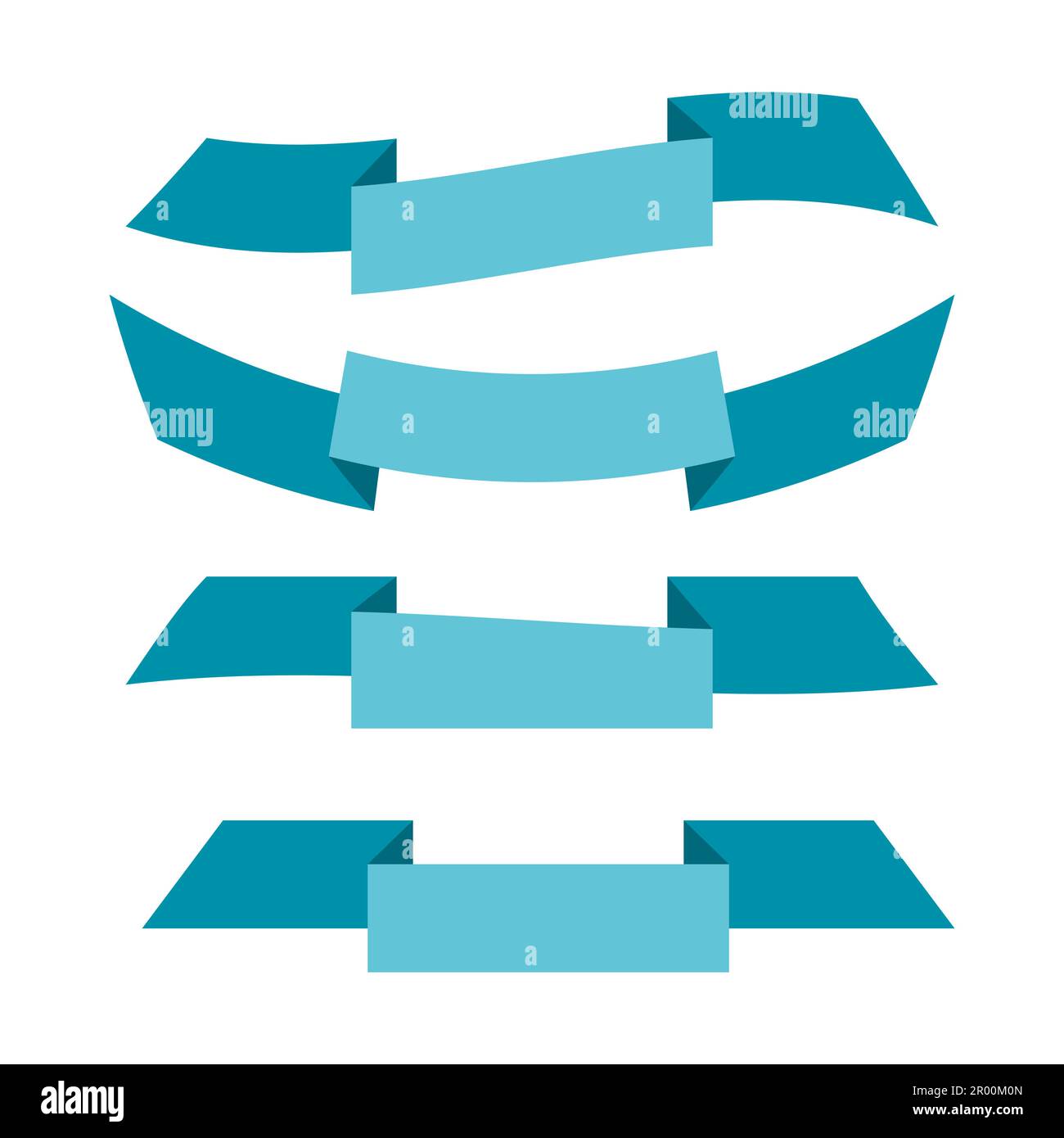 Set of blue flat ribbons isolated on white background. Ribbon banner ...