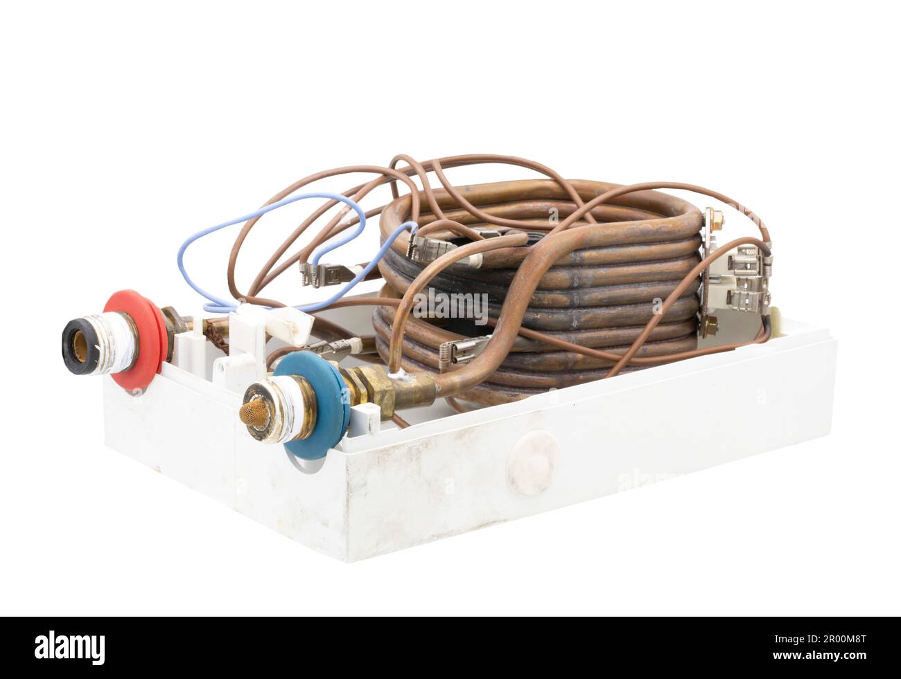 Old water boiler coil isolated on white background Stock Photo Alamy