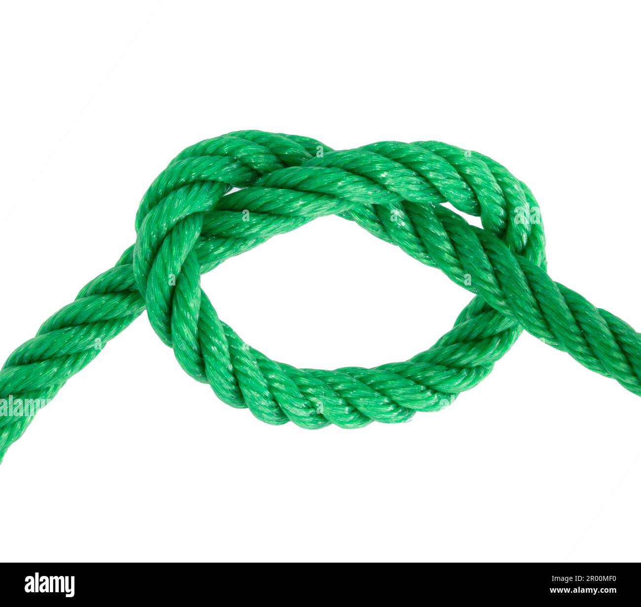Green twisted rope isolated on white background Stock Photo