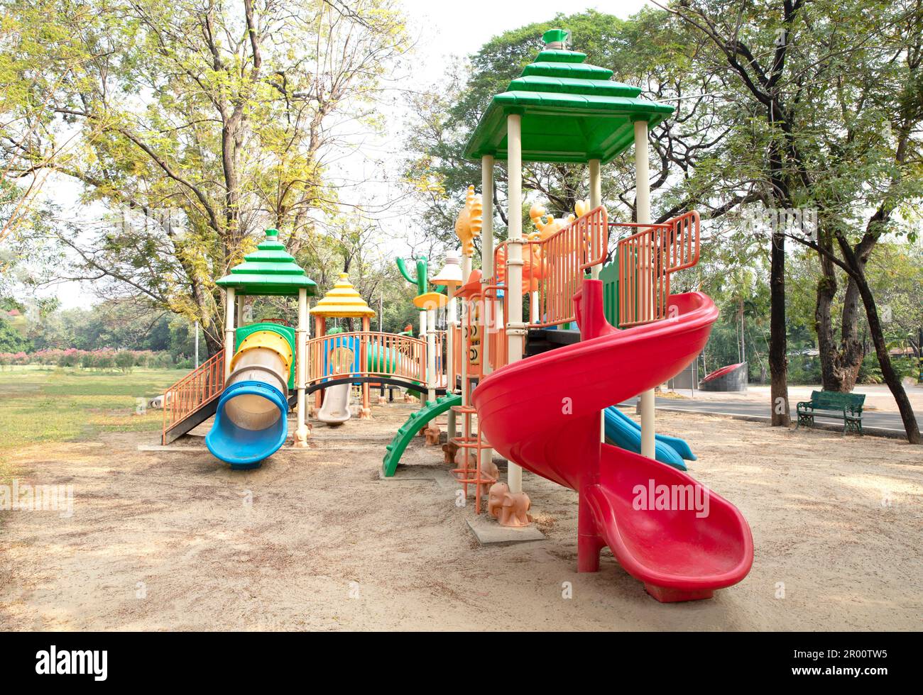 Colorful playground in the park Stock Photo