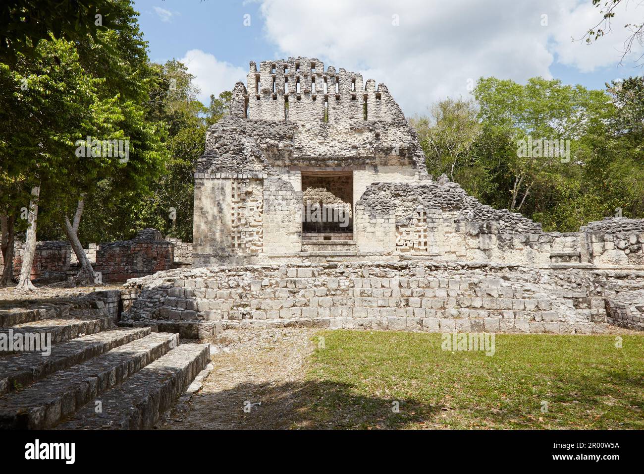 The Mayan Ruins of Chicanna in Campeche, Mexico, Best Known for its Huge Earth Monster Building Stock Photo
