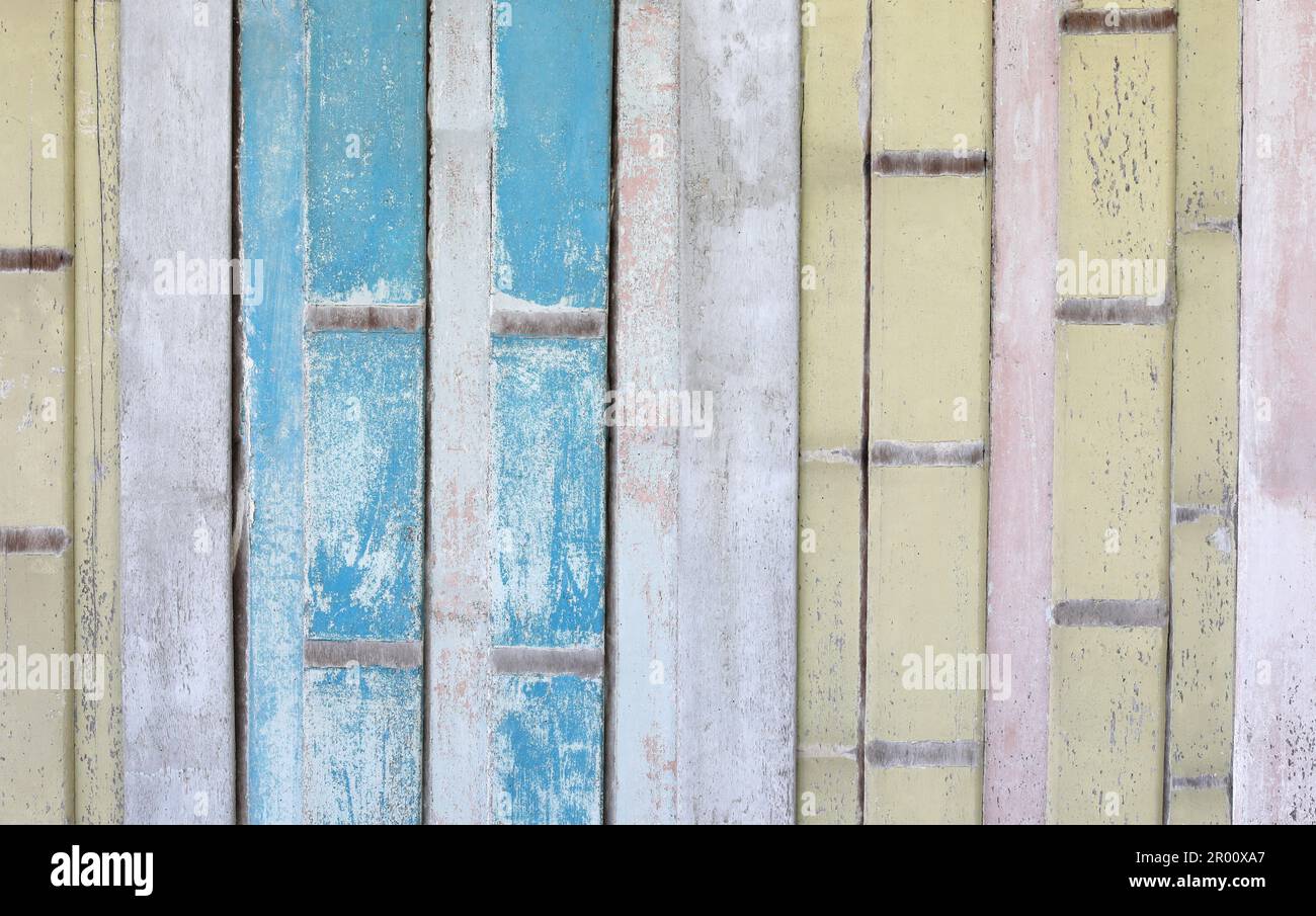 Multicolored grunge wooden wall. Stock Photo