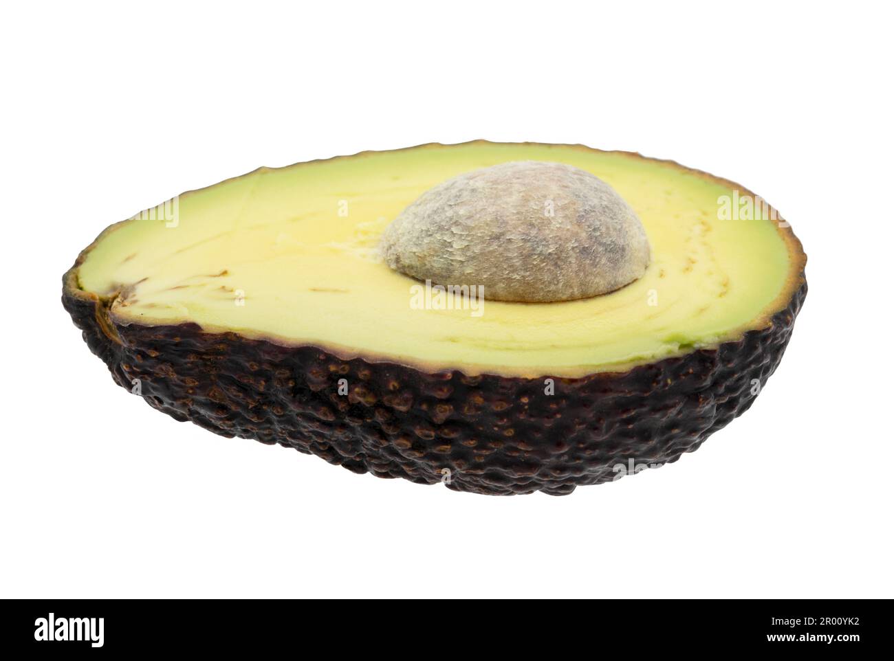 Half of fresh avocado fruit isolated on white background Stock Photo