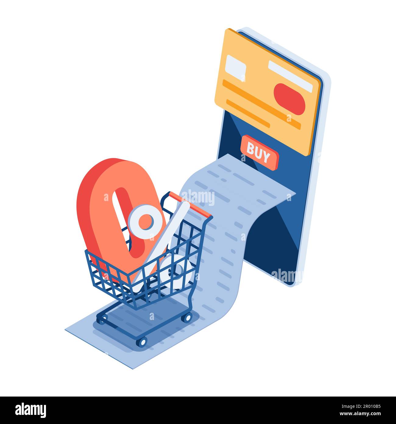 Flat 3d Isometric Online Shopping with Zero Percent Interest