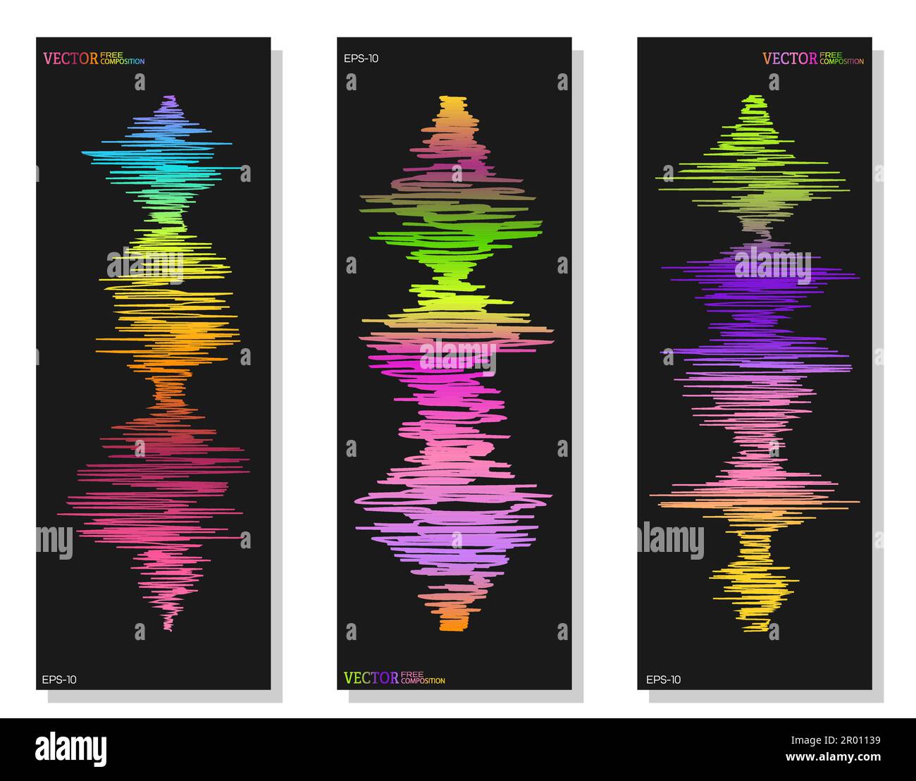 Color wave, sound spectrum. A set of templates for website design, web