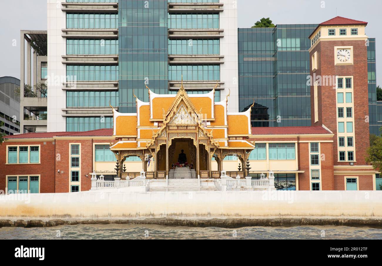 BANGKOK, THAILAND - FEBRUARY 17, 2023: The Siriraj Bimukstan Museum the Thai Royal pavilion located  at the Siriraj Hospital nearby Chao Phraya River Stock Photo