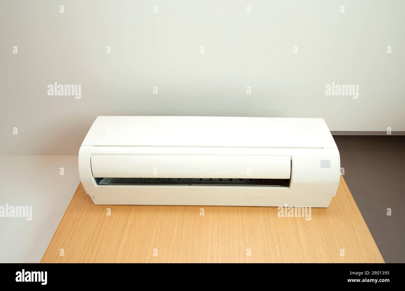 Split air conditioner installed on wooden wall Stock Photo Alamy