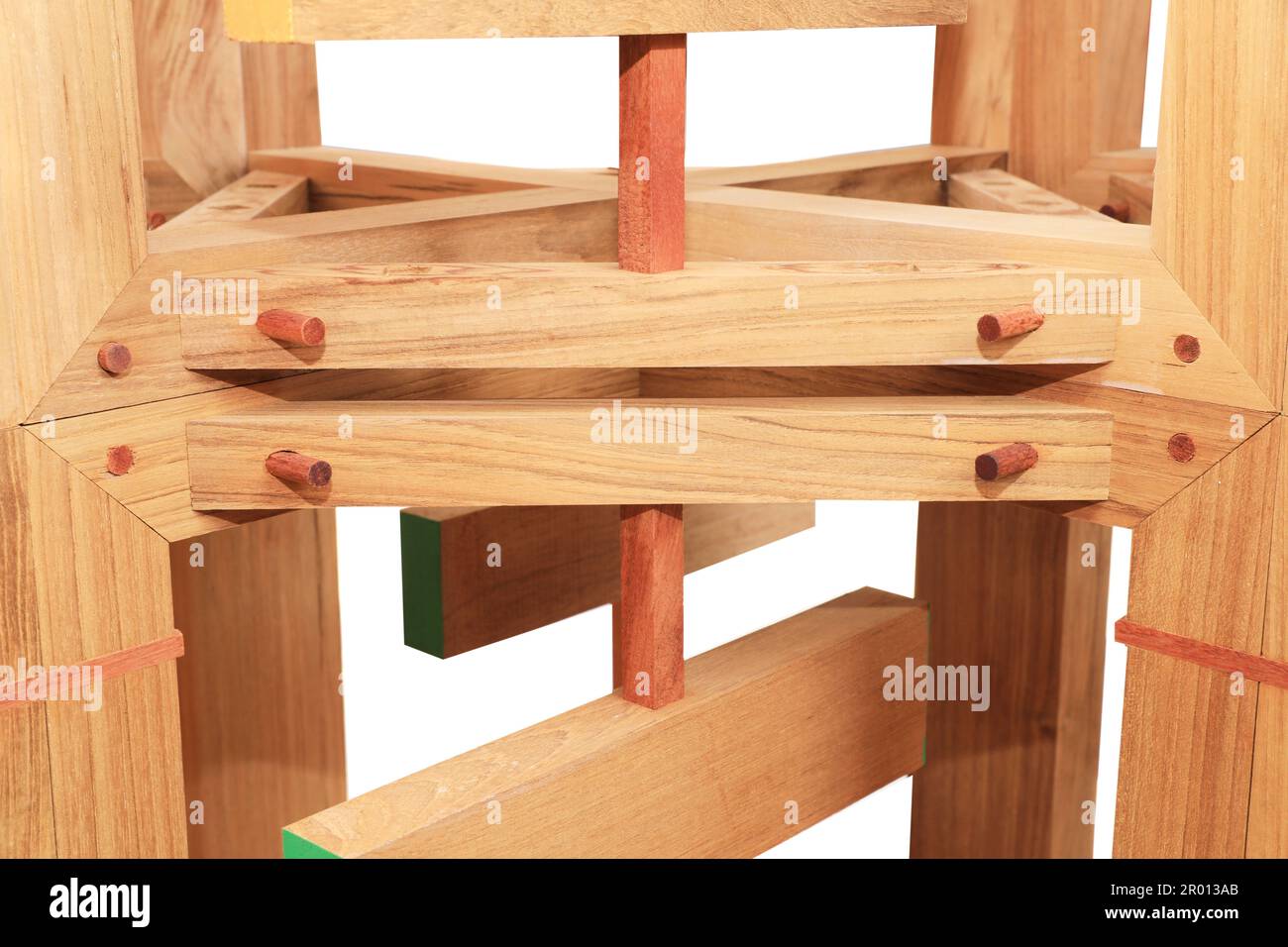 Wood joints detail with wooden dowel joints isolated Stock Photo Alamy