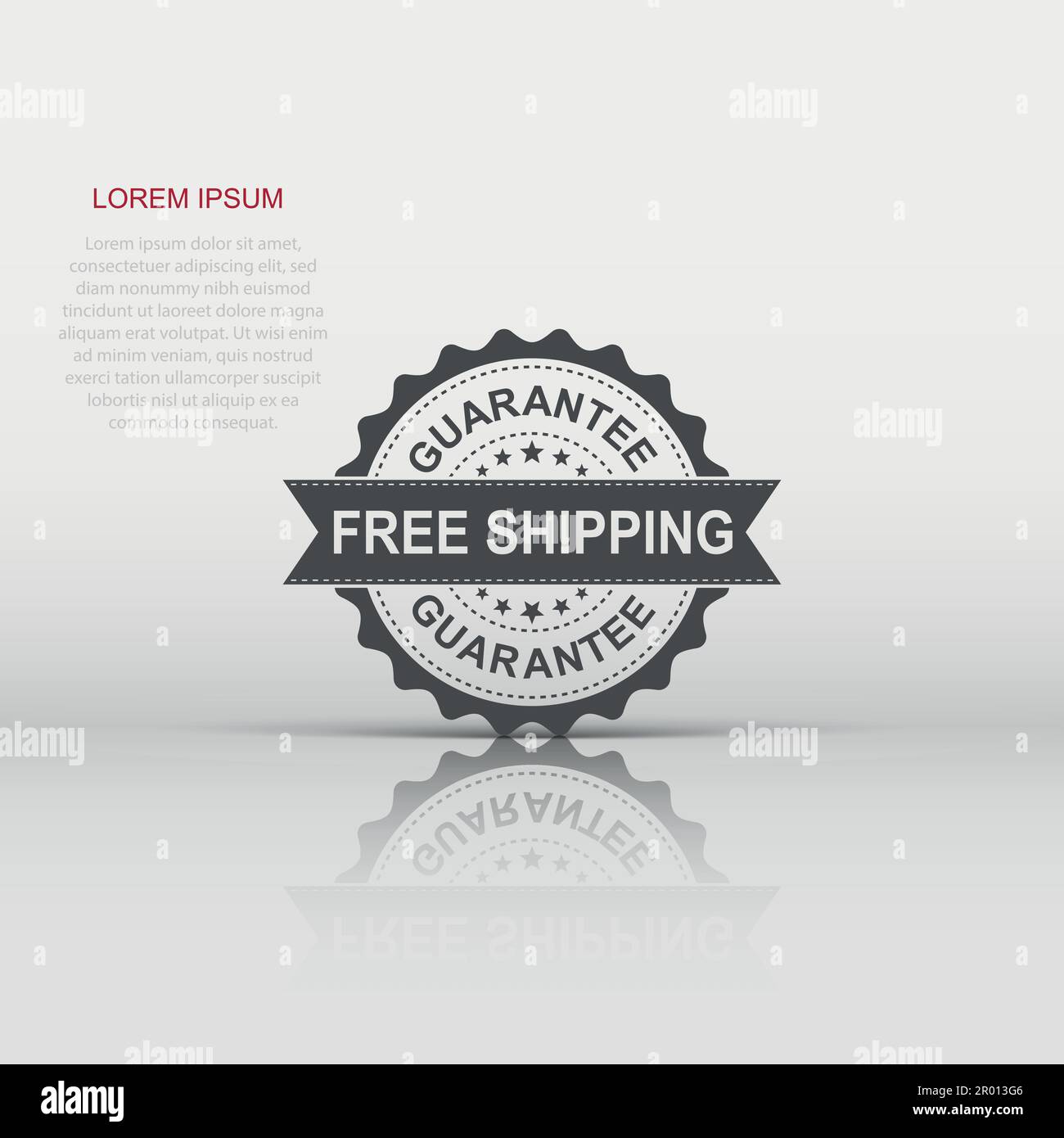 Free shipping grunge rubber stamp. Vector illustration on white background. Business concept guarantee free delivery stamp pictogram. Stock Vector