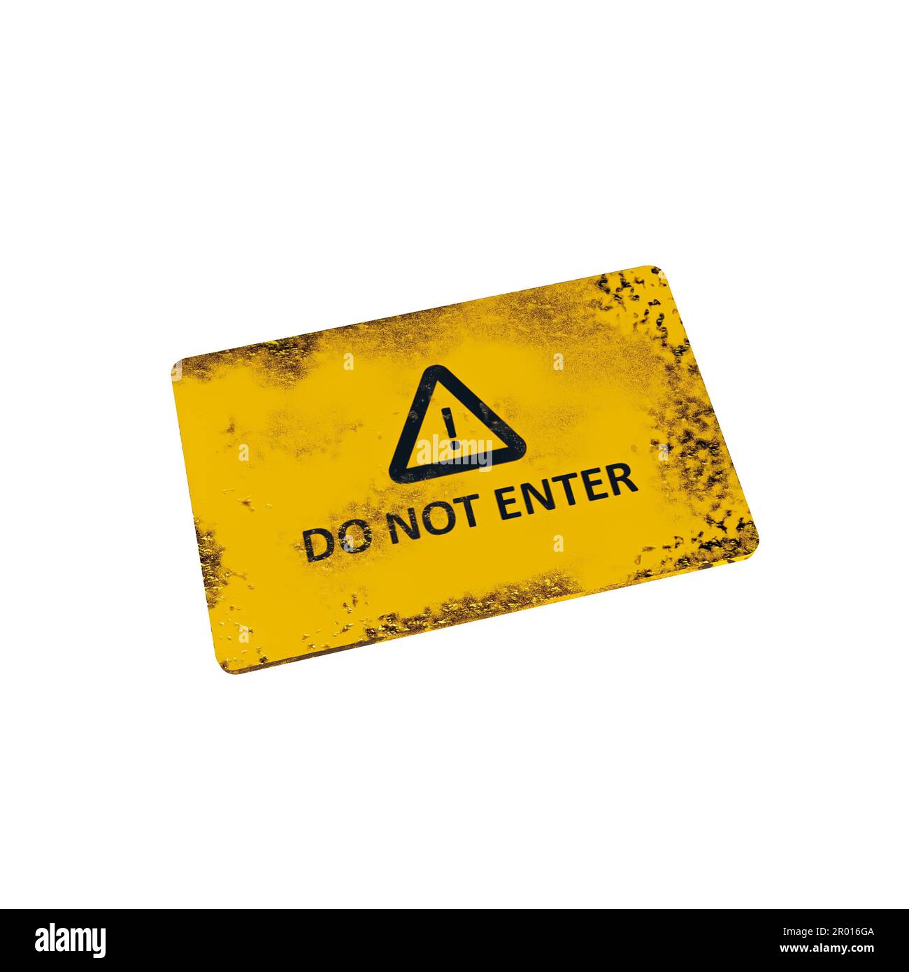 Do not enter sign board, A rusty sign board, Old Danger sign board 3d illustration image Stock Photo