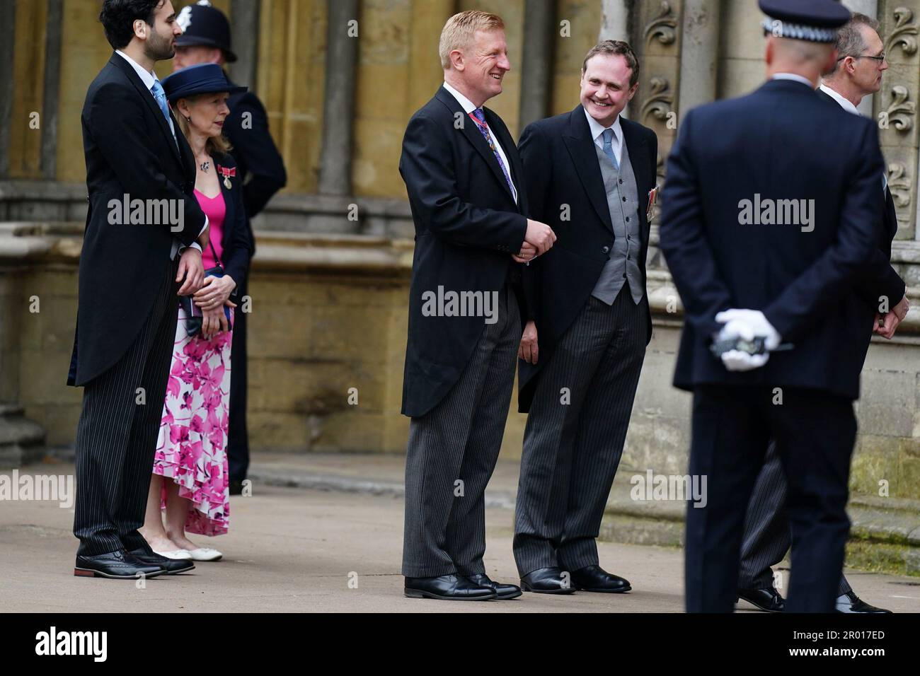 Deputy Prime Minister Oliver Dowden, center, arrives ahead of the coronation ceremony of King Charles III at Westminster Abbey, London, Saturday, May 6, 2023. (Jane Barlow/Pool Photo via AP) Stock Photo