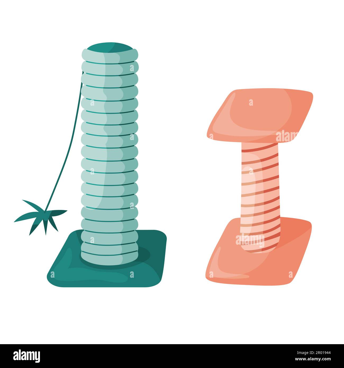 Cat scratchers. Vector cartoon illustration. Isolated on white Stock