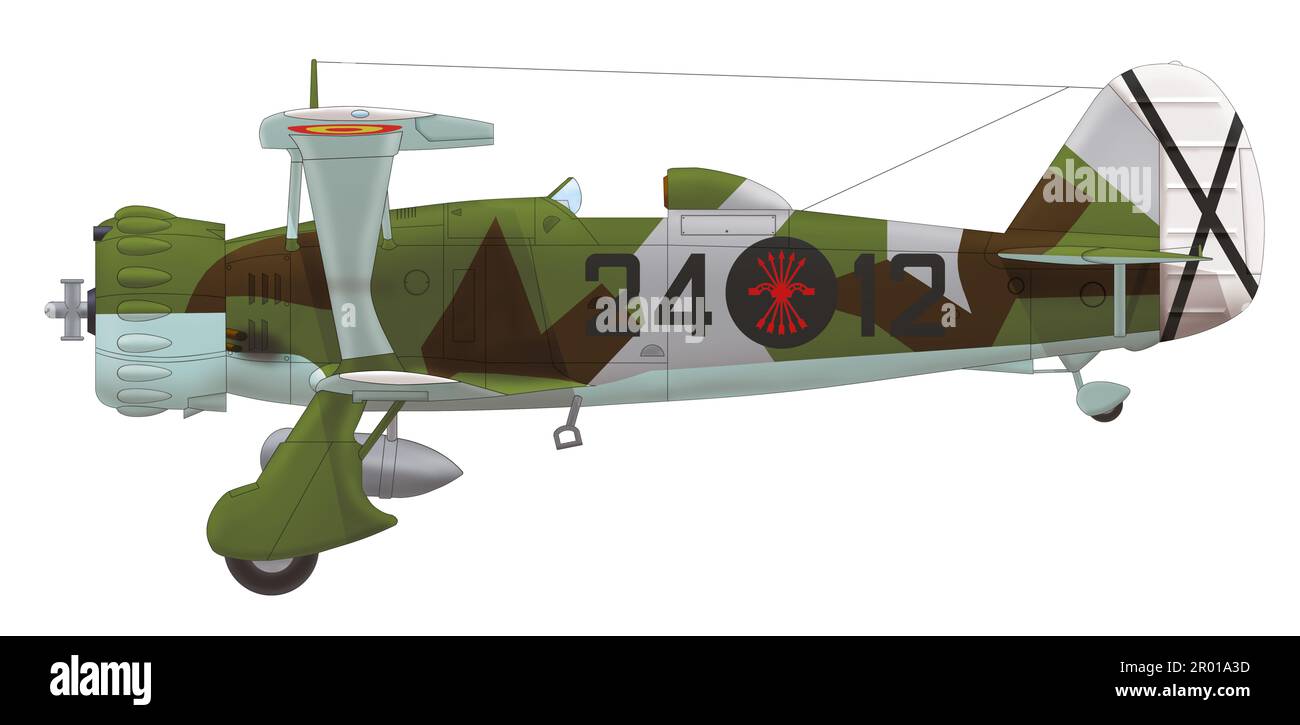 Henschel Hs 123A-1 (24○12) of the Flight 61 of the Spanish Air Force, Spring 1942 Stock Photo