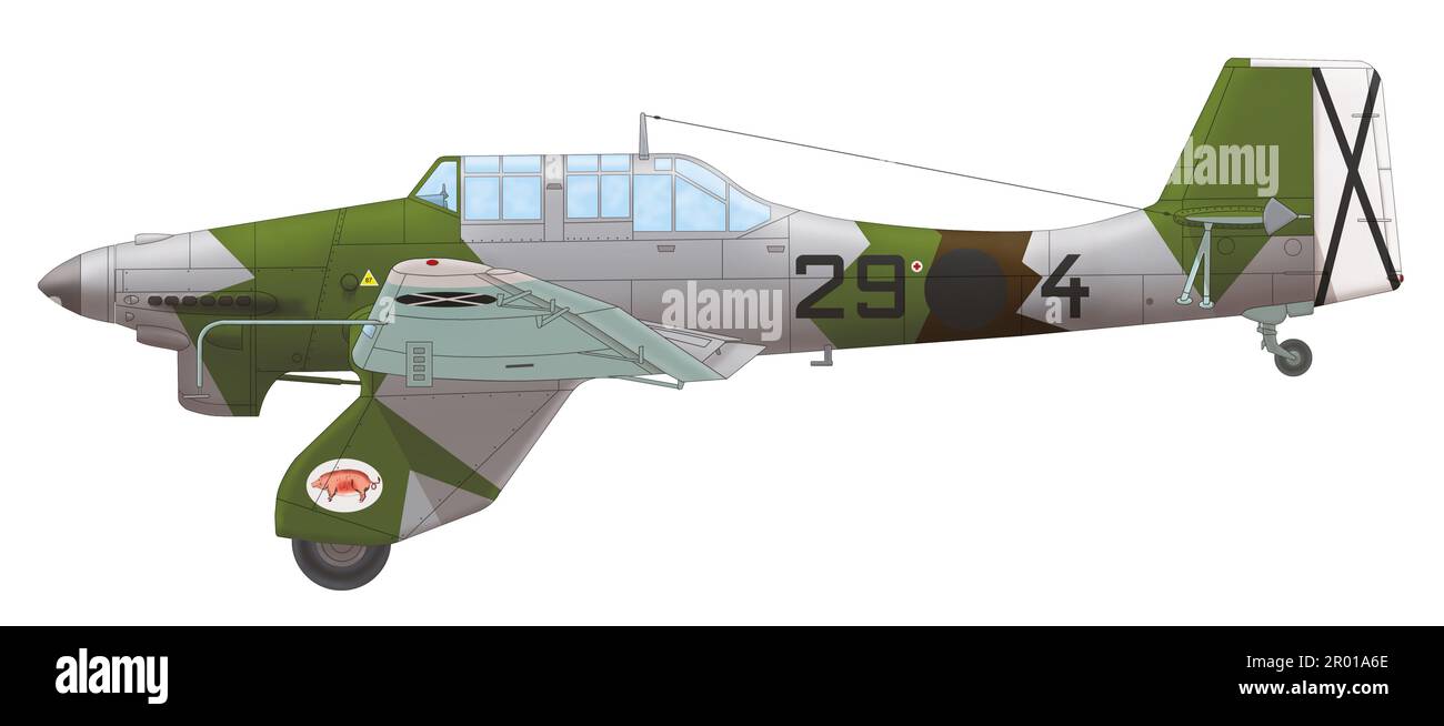 Junkers Ju 87A (29○4) of the Stuka Section of the Legion Condor, 1938 Stock Photo
