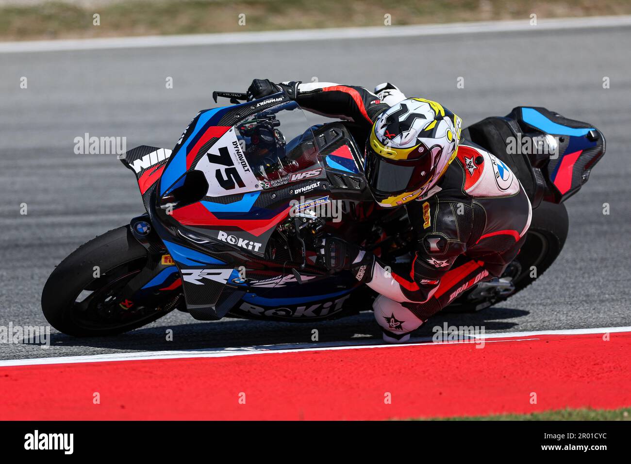 BARCELONA, SPAIN - MAY 05: Ivo Miguel Lopes from Portugal of ROKiT BMW Motorrad WorldSBK Team with BMW M1000 RR during the 2023 MOTUL FIM Superbike World Championship - Prosecco DOC Catalunya Round at Circuit de Barcelona-Catalunya on May 05, 2023 in Barcelona, Spain Stock Photo