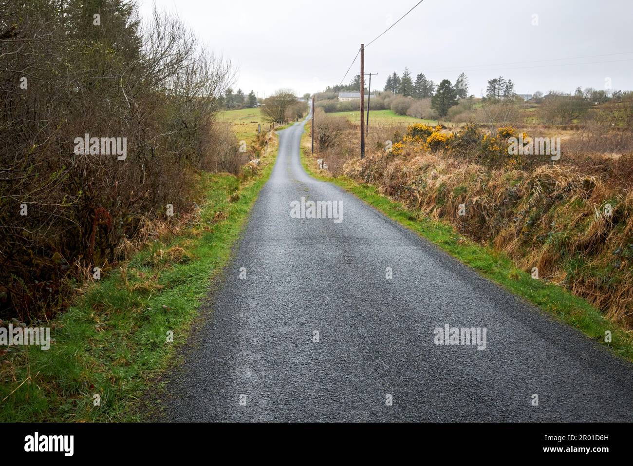 resurfaced rough tarmac road in rural county donegal republic of ireland Stock Photo