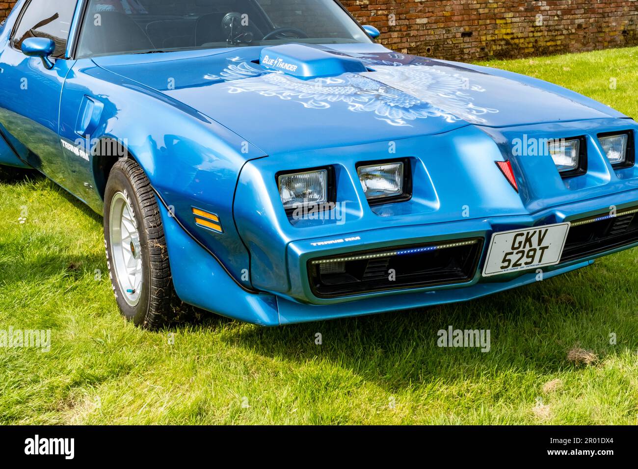 Earsham, Norfolk, UK – April 30 2023. An American Transam Pontiac on display at a small and local outdoor car show Stock Photo