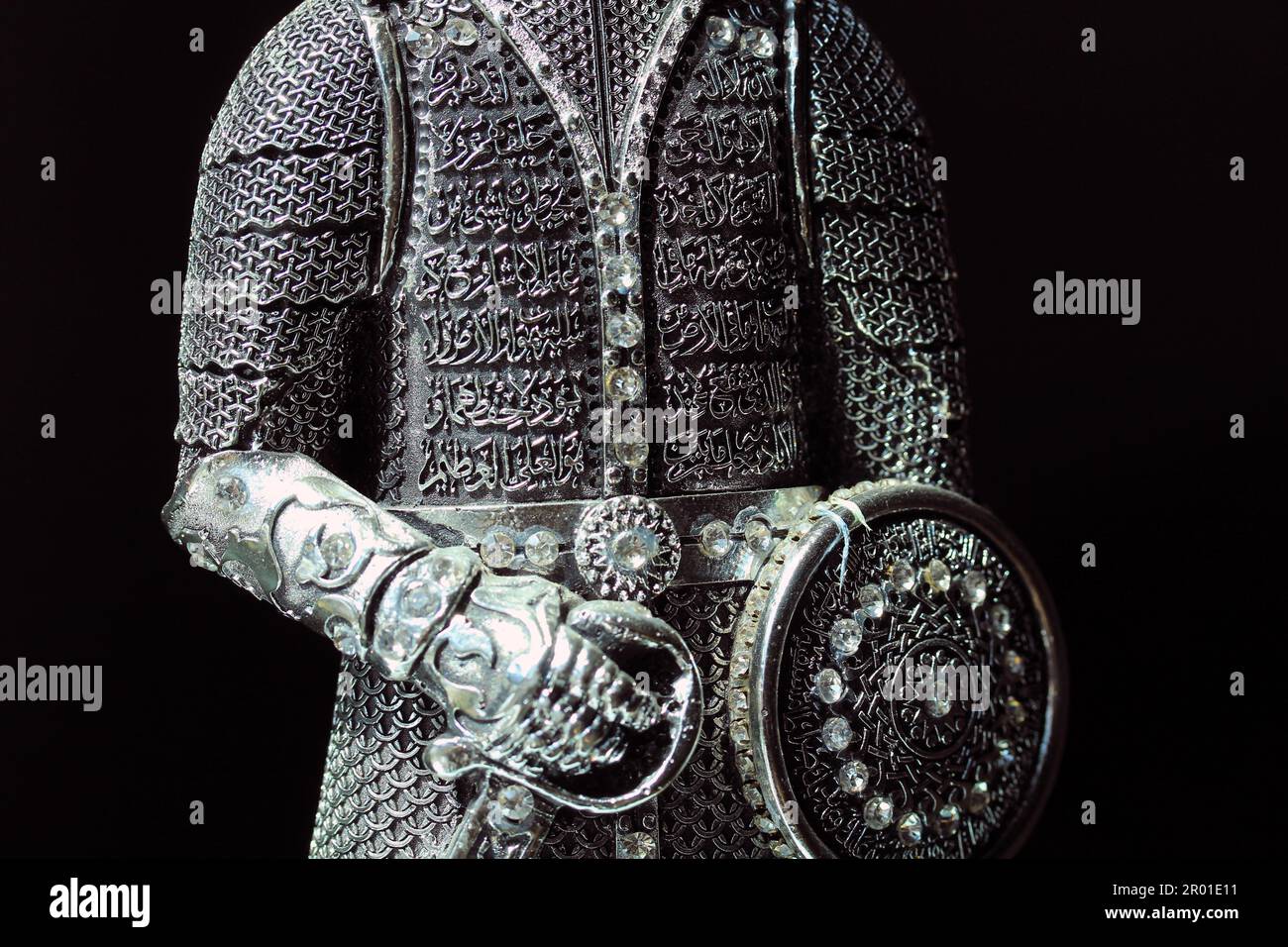 The war suit of a high-ranking commander in the Seljuk army. Metal model of the Turkish war suit. Stock Photo