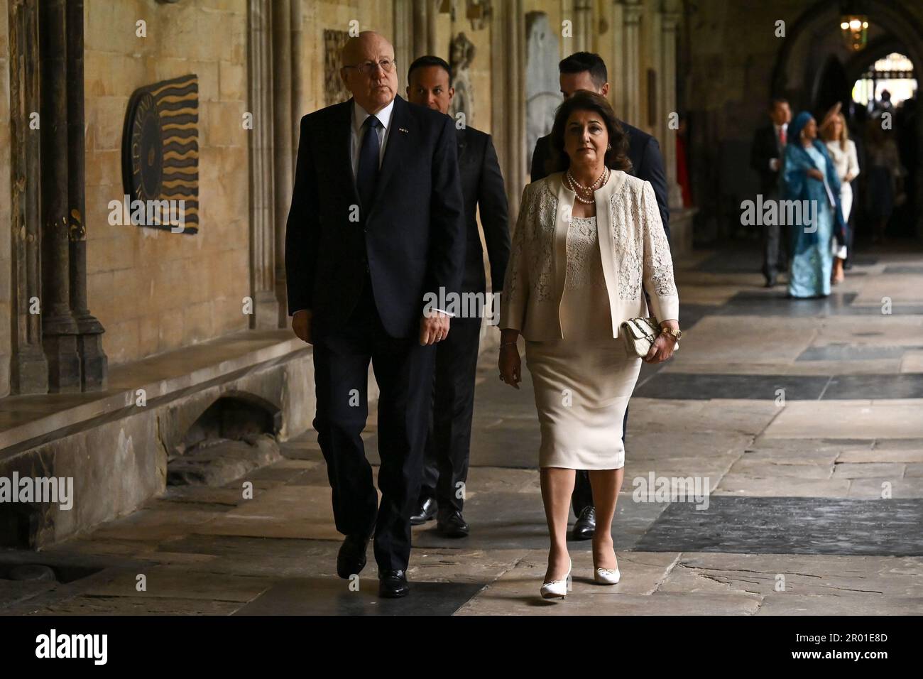 Lebanon's Prime Minister Najib Mikati arriving ahead of the coronation