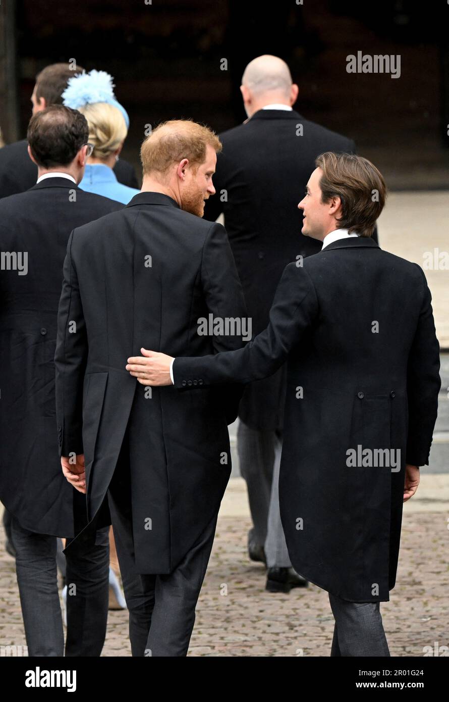 Britain's Prince Harry, Duke of Sussex arrives with Edoardo Mapelli ...