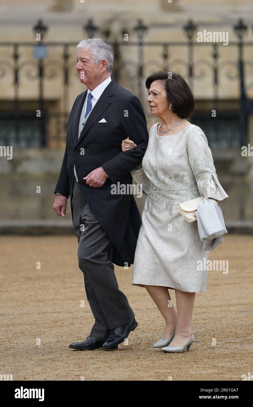 Crown Prince Alexander of Serbia and Crown Princess Katherine of Serbia arriving at Westminster Abbey, London, ahead of the coronation of King Charles III and Queen Camilla on Saturday. Picture date: Saturday May 6, 2023. Stock Photo